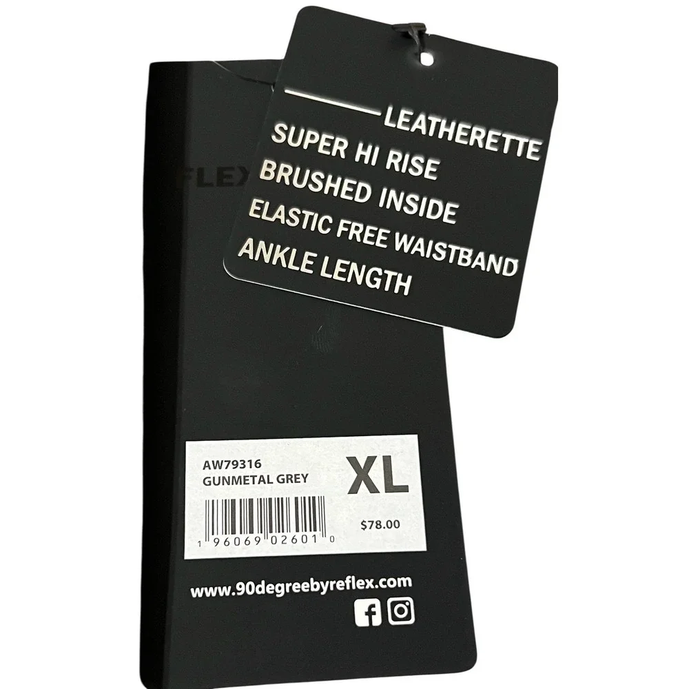 90 Degree by Reflex Women's Leatherette Super Hi Rise Ankle Length Leggings‎ XL - Picture 6 of 6